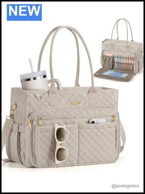 15.6" Laptop Tote Bag for Women, Teacher Work Bag with Pockets